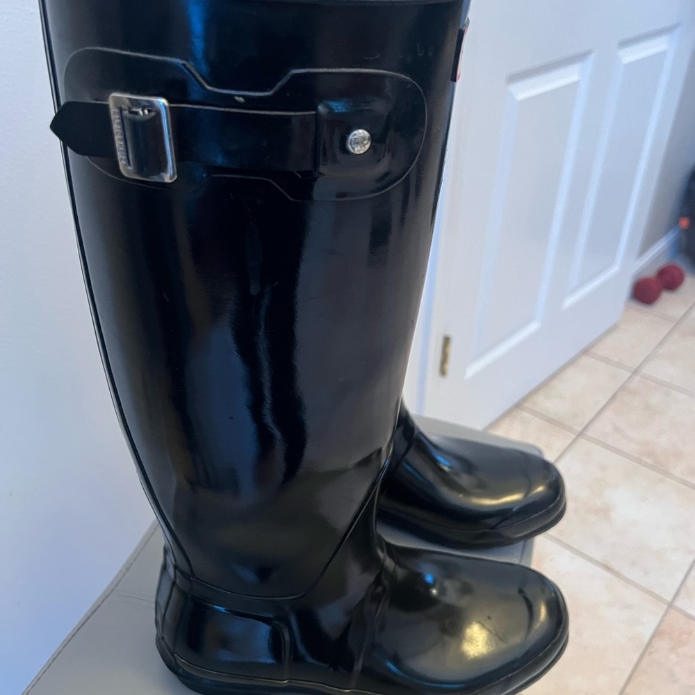 Hunter Glossy Black Tall Boots - Picture 2 of 7